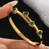 41029 - Pulsera Acero corazones cristal verde