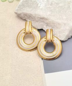 80154 - Zarcillos acero esmaltado blanco