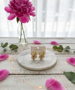 80102-1 Zarcillos acero abstracto esmaltado Blanco