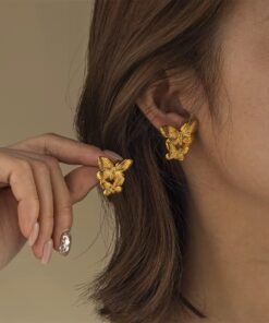 80028 - Zarcillo mariposa Acero dorado