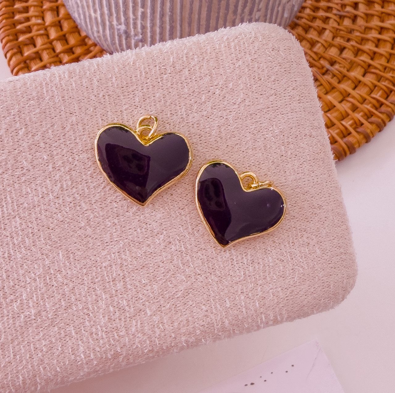 20276 - Dije corazon esmaltado negro