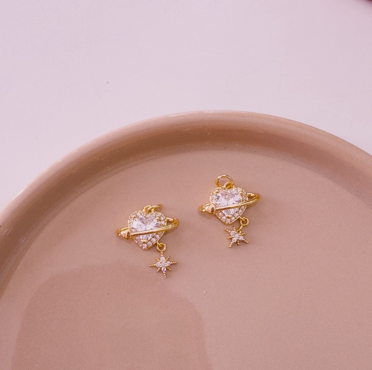 20274 - Dije corazon estrella cristal transparente