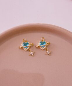 20283 - Dije corazon estrella cristal azul claro