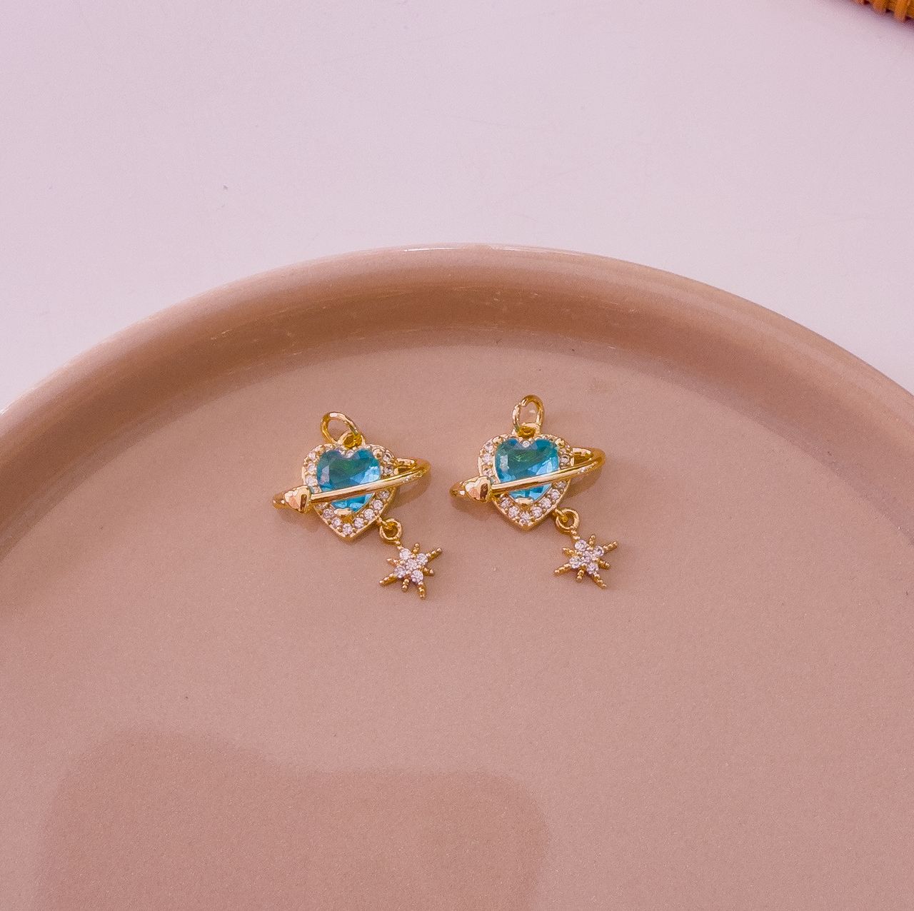 20283 - Dije corazon estrella cristal azul claro