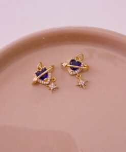 20285 - Dije corazon estrella cristal azul marino