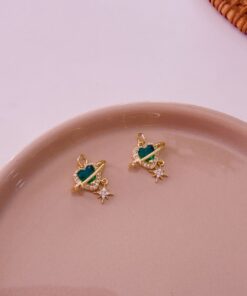 20282 - Dije corazon estrella cristal verde