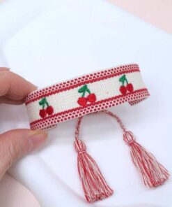 41006-1 Pulsera tela cereza