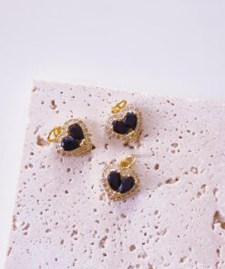 20166 - Dije corazon cubierto cristales negro