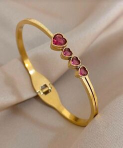 41031 - Pulsera Acero dorada 4 corazon