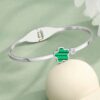 41090-2 Pulsera Acero plateada trebol verde