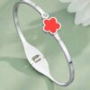 41090-1 Pulsera Acero plateada trebol rojo