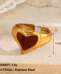 30078-2 Anillo Acero corazon cristal rojo