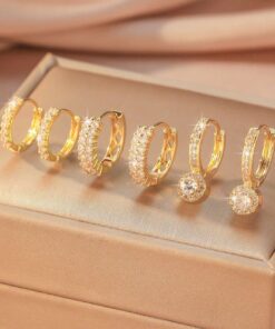 80165 - Pack 3 Zarcillos dorado con cristales