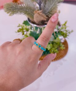 30079-1 Anillo Acero cristal azul multi cristal