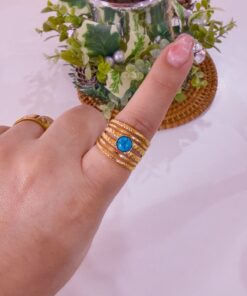 30079 - Anillo Acero cristal azul multi linea