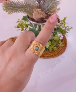 30079-3 Anillo Acero cristal azul grueso