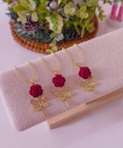 21064-1 Collar Armado Rosa Rodio