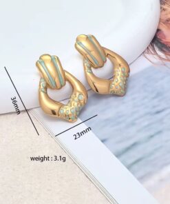 80153-3 Zarcillos acero V esmaltados turquesa