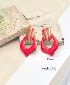 80153-7 Zarcillos acero V esmaltados fucsia full