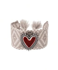 41085-2 Pulsera Tela corazon gris