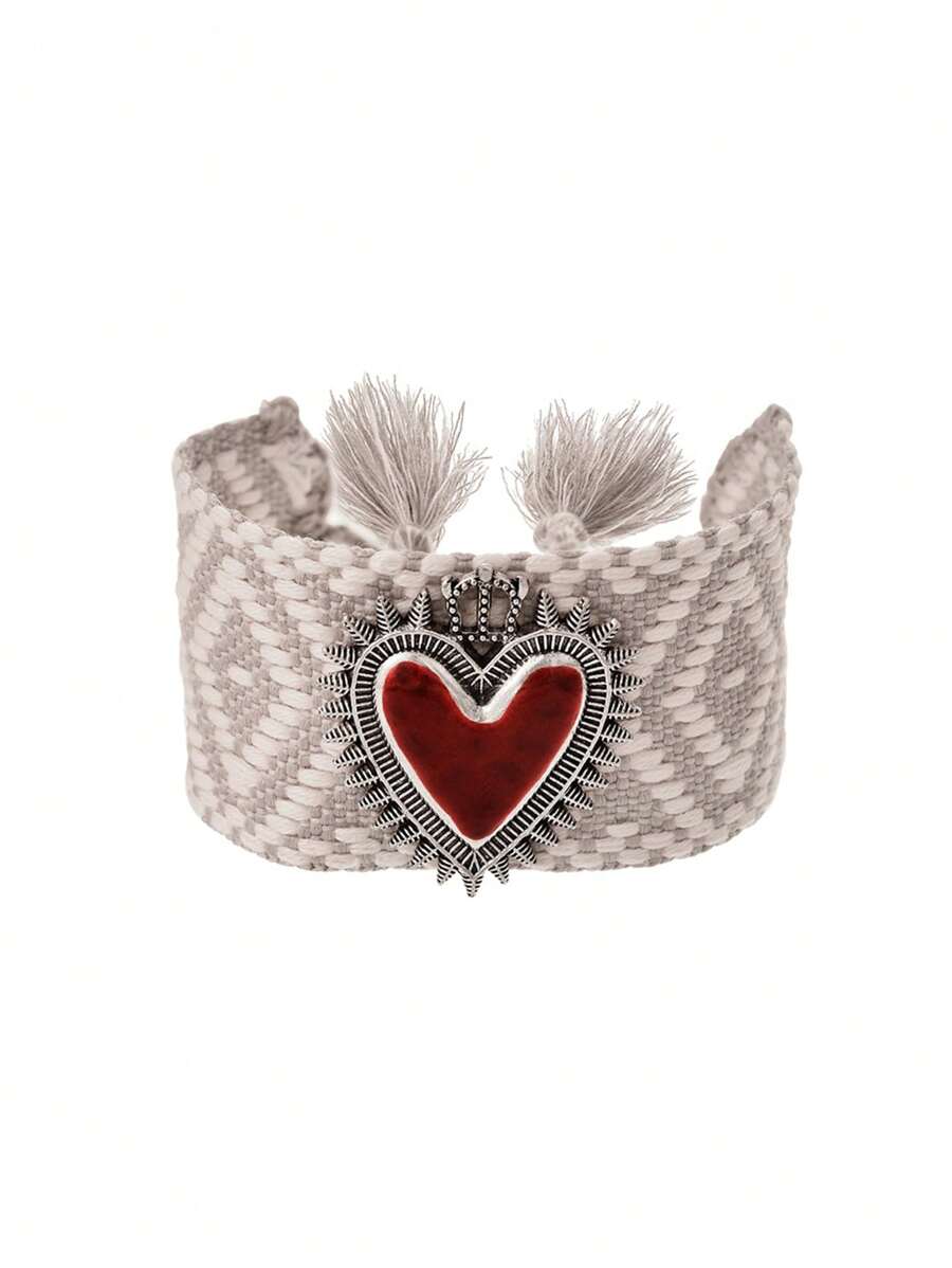 41085-2 Pulsera Tela corazon gris