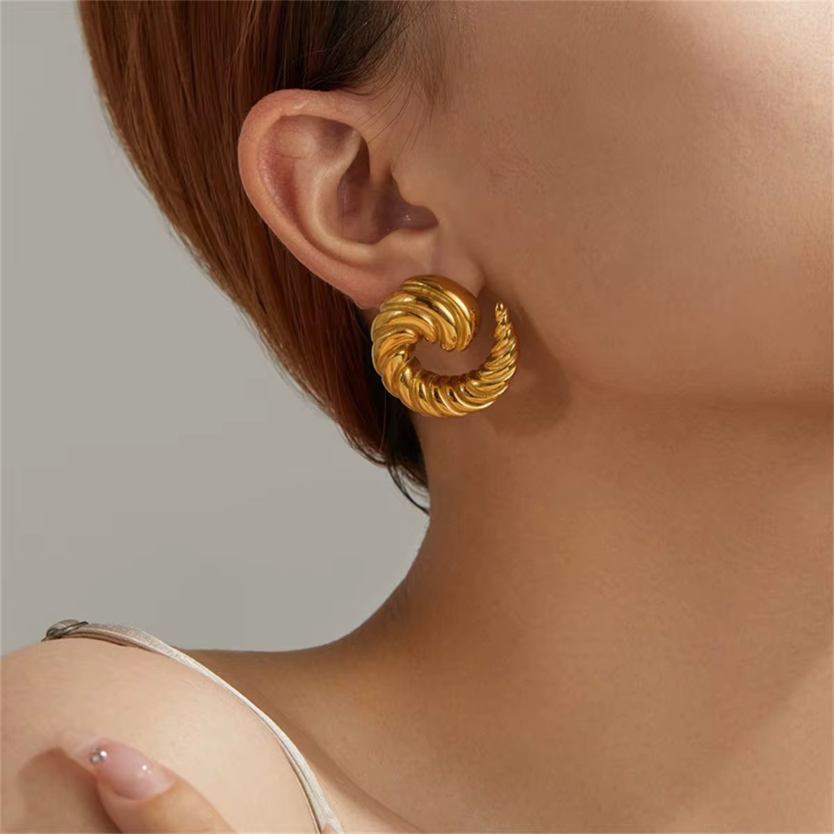 80196 - Zarcillo acero dorado