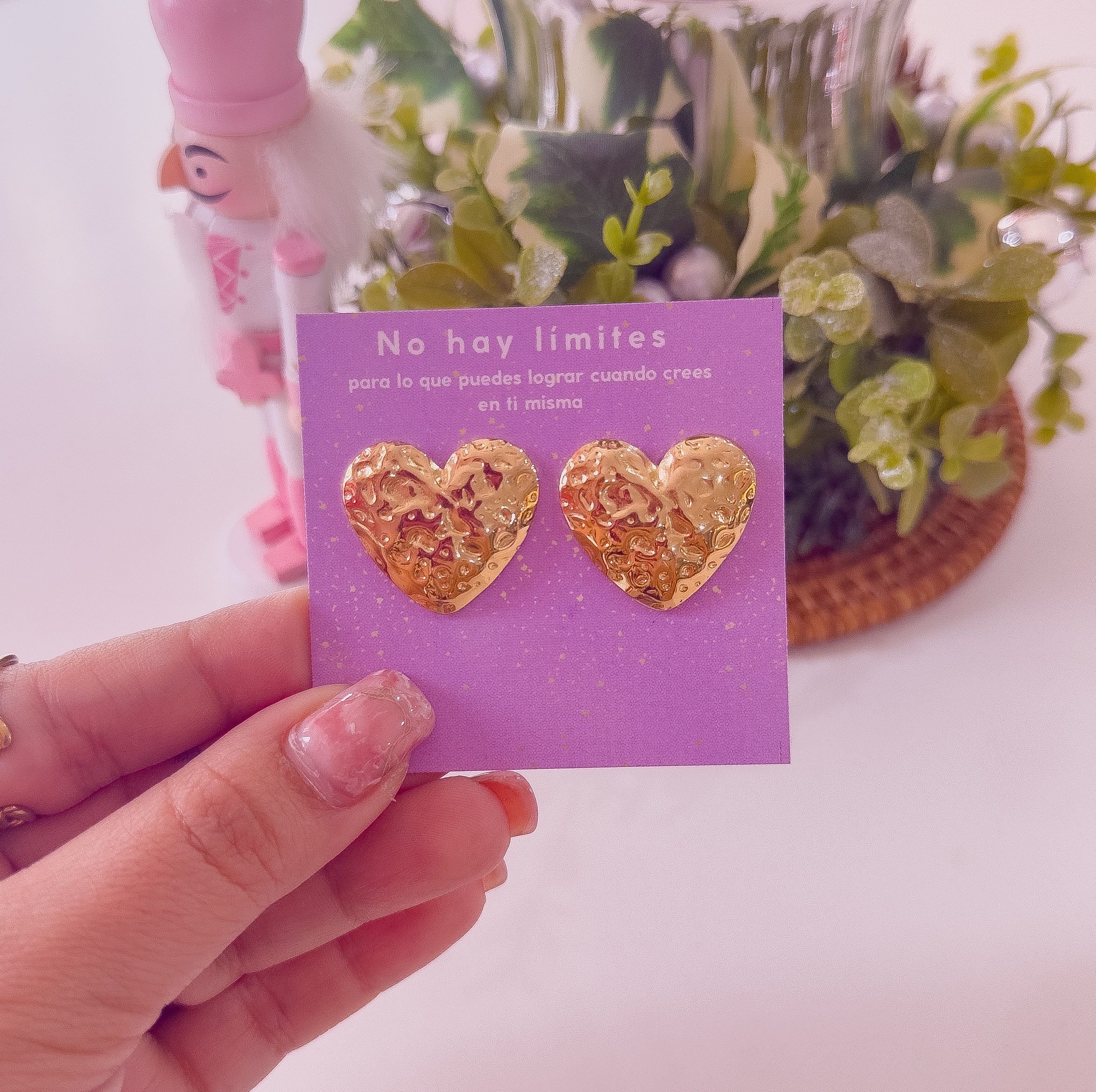 80206 - Zarcillo acero dorado corazón