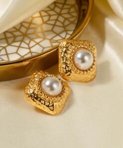 80216 - Zarcillos acero con perla