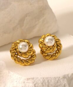 80218 - Zarcillos acero con perla