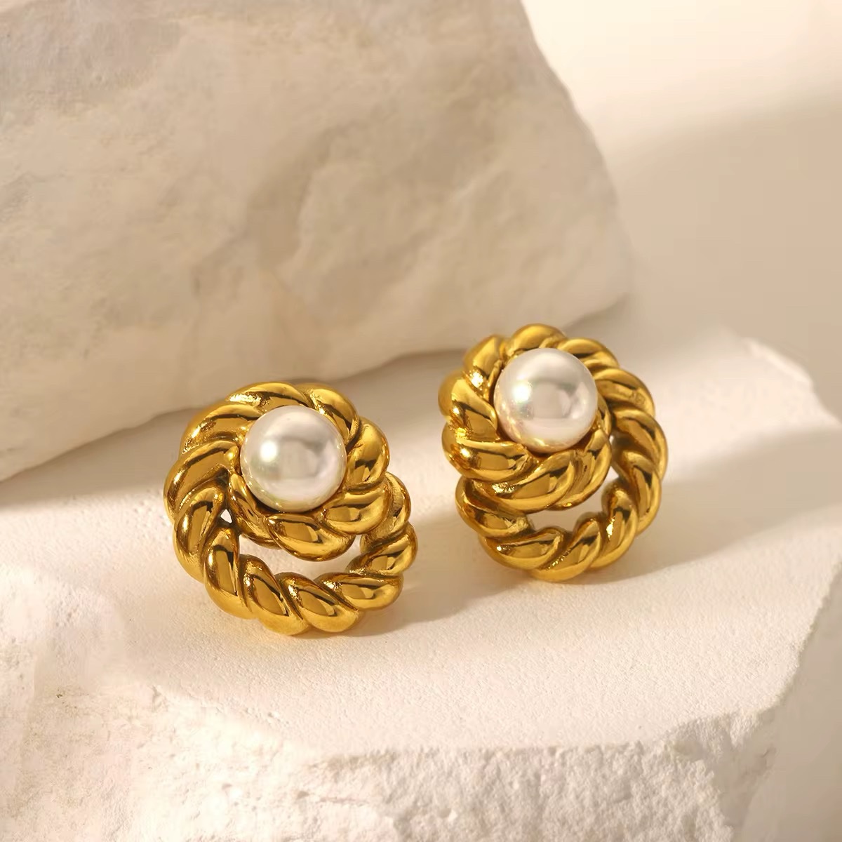 80218 - Zarcillos acero con perla