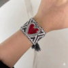 41085-2 Pulsera Tela corazon gris