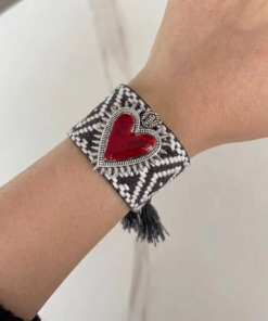 41085-2 Pulsera Tela corazon gris