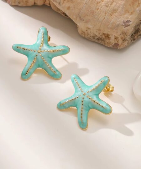 80110 - Zarcillos acero esmaltado estrella