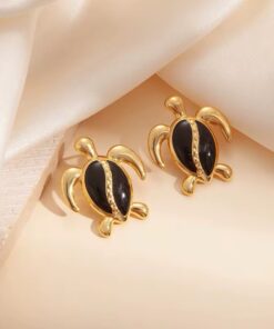 80244 - Zarcillos tortuga acero negro