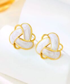 80041-1 Zarcillos acero blanco triangulo doble esmaltado