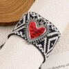41085-1 Pulsera Tela corazon negro
