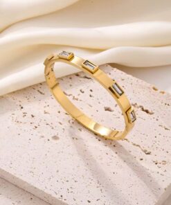 41015 - Pulsera acero cristales rectangulares Transparente