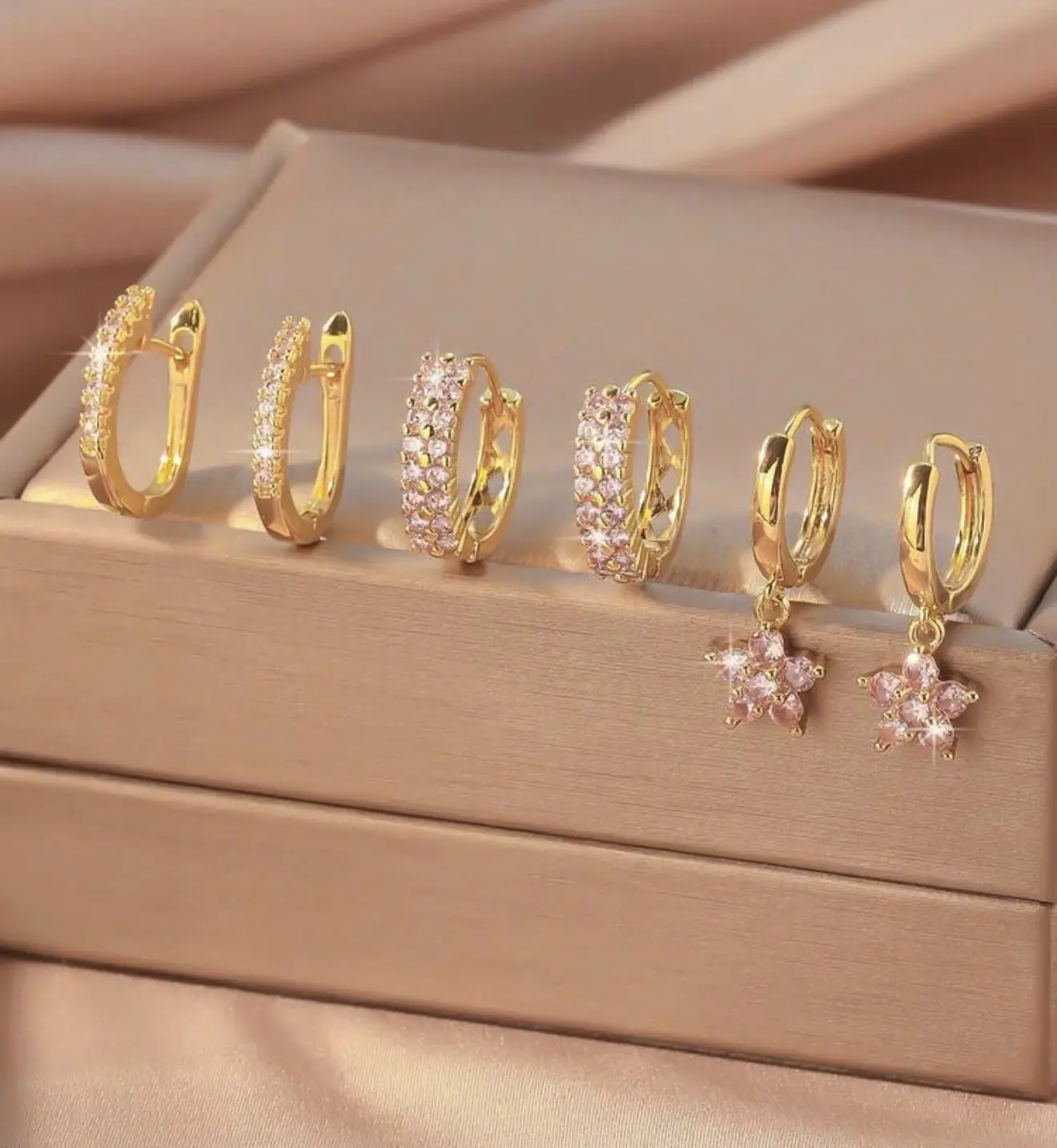 80411  -  Set 3 Zarcillos con cristales