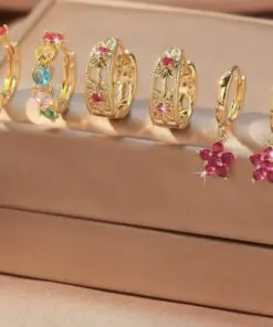 80412  -  Set 3  Zarcillos dorado con cristales