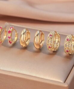 80401 - Set 3 Zarcillos dorado con cristales