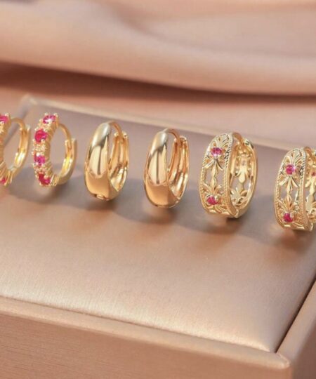 80401 - Set 3 Zarcillos dorado con cristales