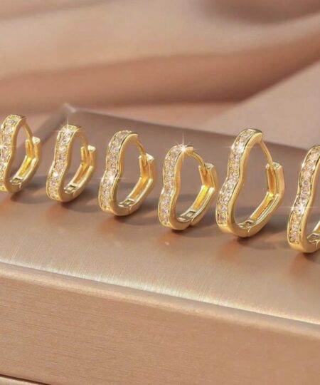 80402 - Set 3 Zarcillos dorado con cristales