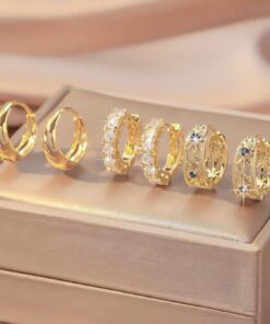 80405  - Set 3 Zarcillos dorado con cristales