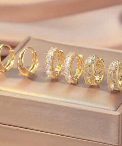 80408 -  Set 3 Zarcillos dorado con cristales