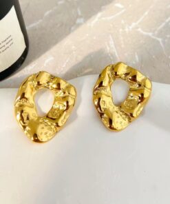 80044-1 Zarcillo dorado Acero ondulado