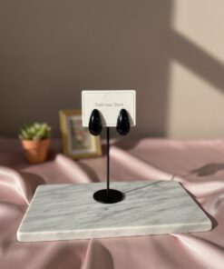 80085 - Zarcillos tipo gota negro en acero