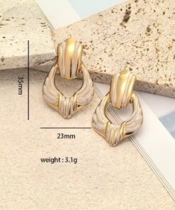 80153-1 Zarcillos acero V esmaltados blancos