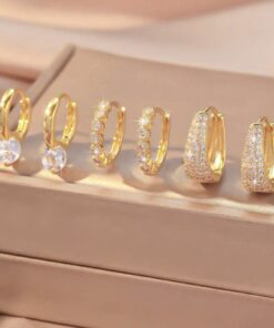 80406 - Set 3 Zarcillos dorado con cristales