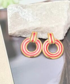 80154 - Zarcillos acero esmaltada rosado