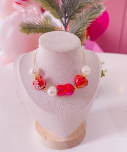 21055-1 Collar armado multidije acrilicos rojo